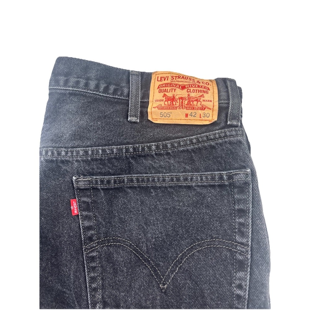 Vintage Levis 505 Straight‎ Leg Jeans Black Denim Regular Fit Y2K 42x30 (40x29*)